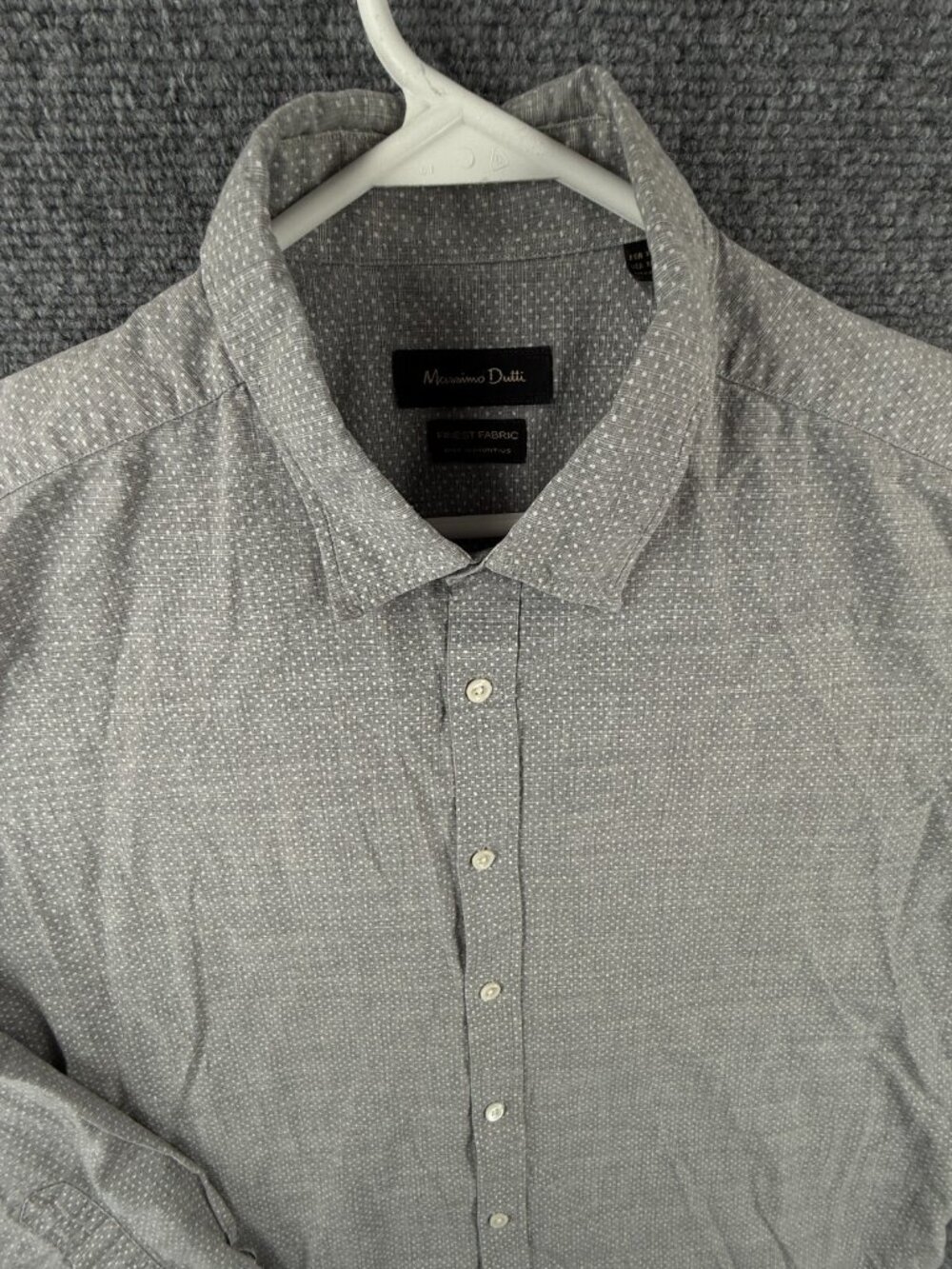 Massimo Dutti Button Up Shirt Long Sleeve Cotton Designer Gray Dotted XL Finest
